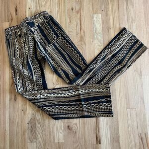 Roberto Cavalli vintage y2k gold chain black pants small straight leg jeans